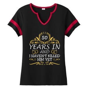 50th Wedding Anniversary Husband Wife Ladies Halftime Notch Neck Tee