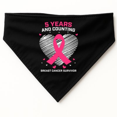 5 Year Breast Cancer Survivor Gifts Pink Cancer Free USA-Made Doggie Bandana