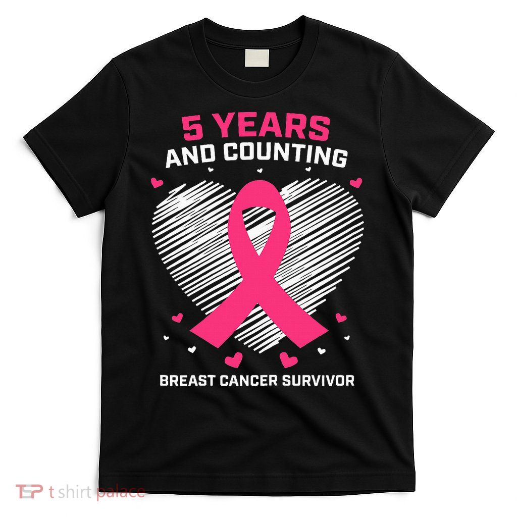 5 Year Breast Cancer Survivor Gifts Pink Cancer Free T-Shirt