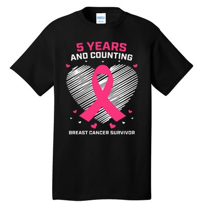 5 Year Breast Cancer Survivor Gifts Pink Cancer Free Tall T-Shirt