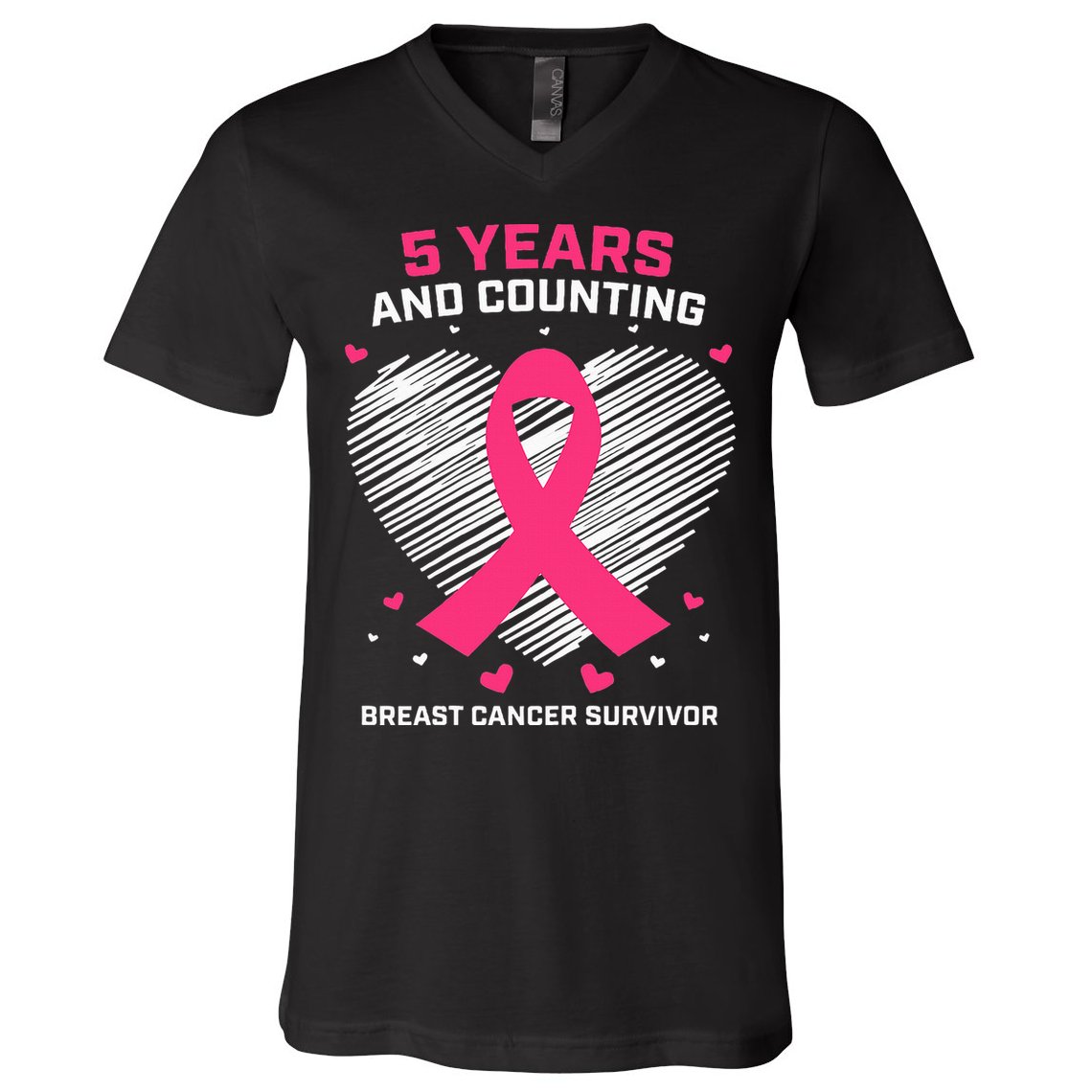 5 Year Breast Cancer Survivor Gifts Pink Cancer Free V-Neck T-Shirt