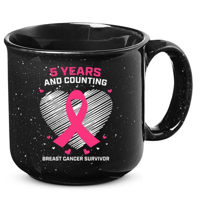5 Year Breast Cancer Survivor Gifts Pink Cancer Free 15oz Campfire Ceramic Mug