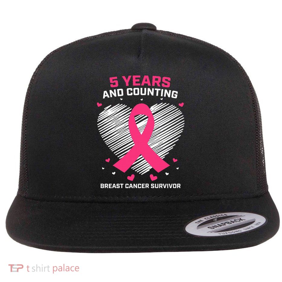 5 Year Breast Cancer Survivor Gifts Pink Cancer Free Flatbill Hat