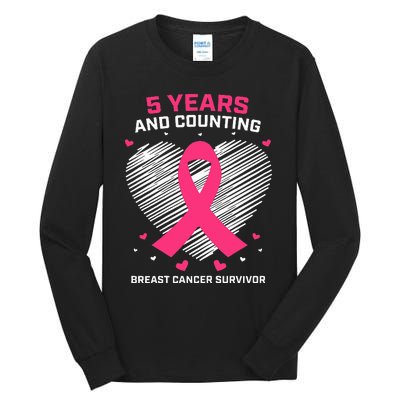 5 Year Breast Cancer Survivor Gifts Pink Cancer Free Tall Long Sleeve T-Shirt