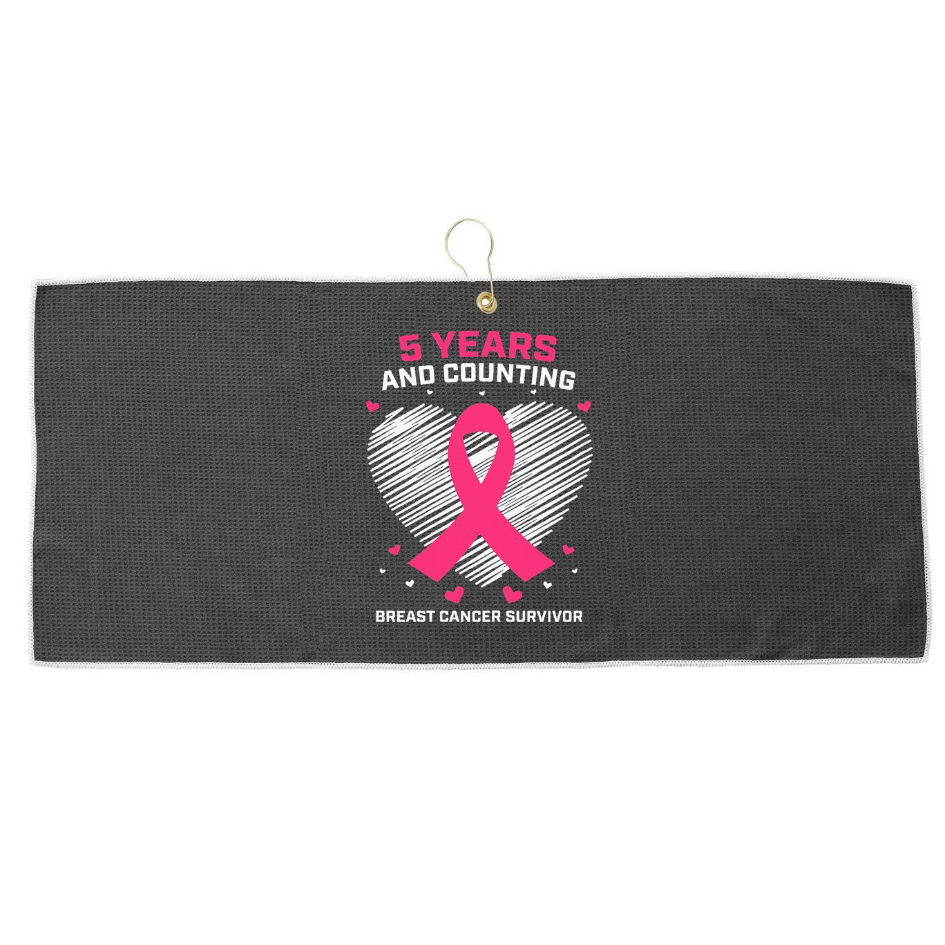 5 Year Breast Cancer Survivor Gifts Pink Cancer Free Large Microfiber Waffle Golf Towel