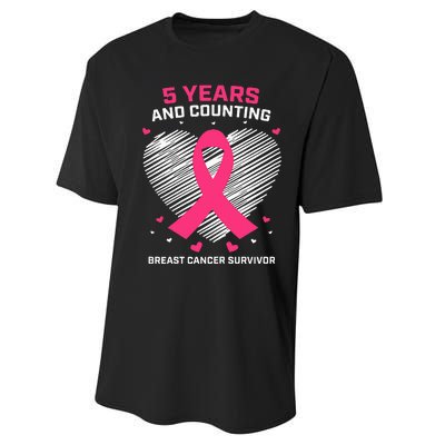 5 Year Breast Cancer Survivor Gifts Pink Cancer Free Performance Sprint T-Shirt