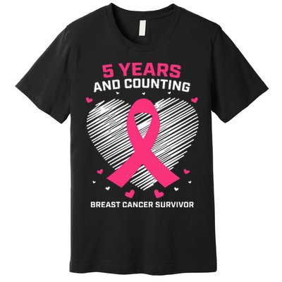 5 Year Breast Cancer Survivor Gifts Pink Cancer Free Premium T-Shirt