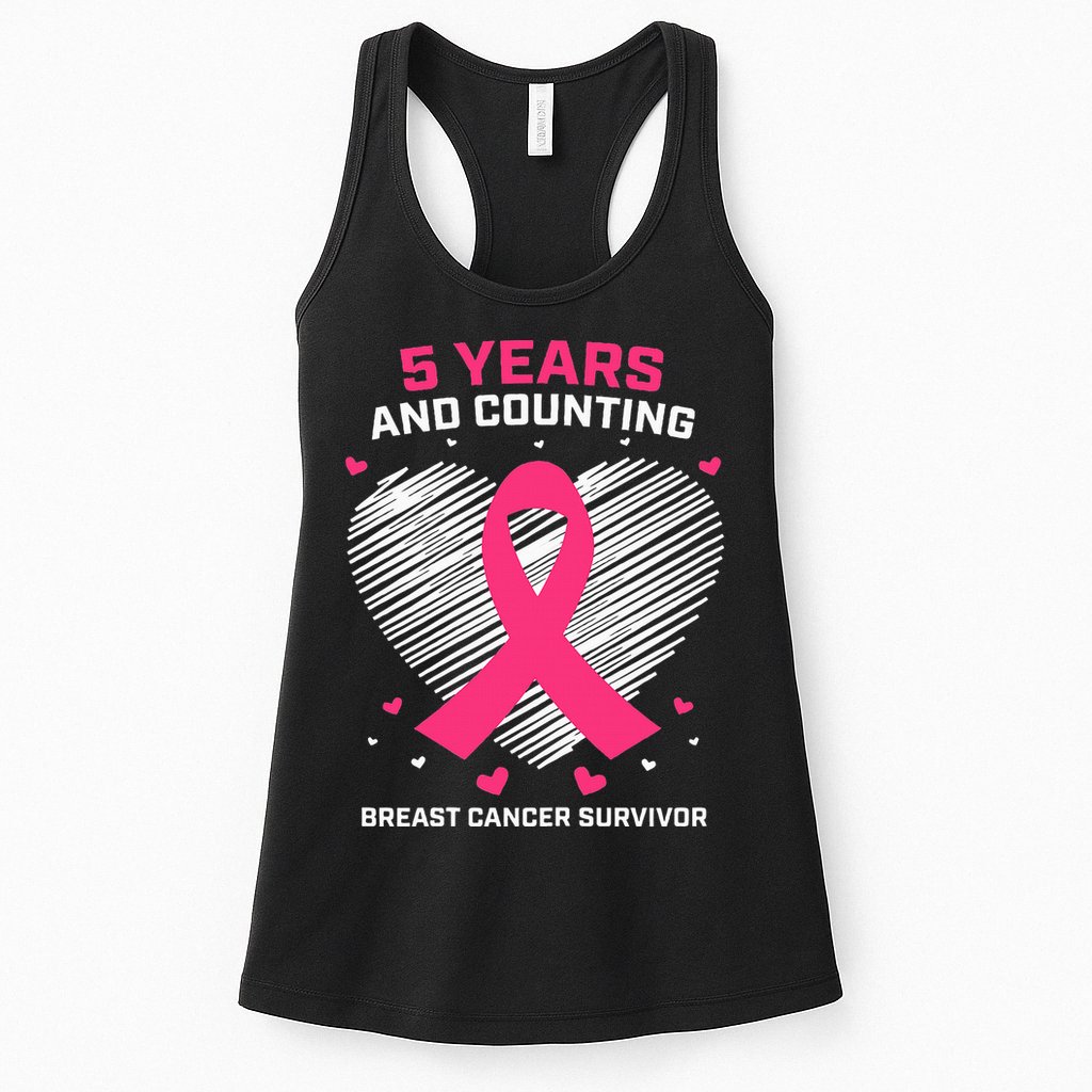 5 Year Breast Cancer Survivor Gifts Pink Cancer Free Womens Tank Top