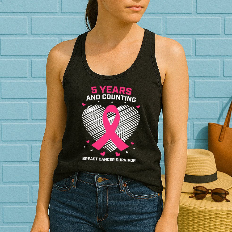 5 Year Breast Cancer Survivor Gifts Pink Cancer Free Womens Tank Top
