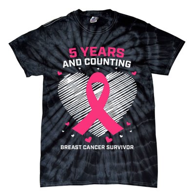 5 Year Breast Cancer Survivor Gifts Pink Cancer Free Tie-Dye T-Shirt