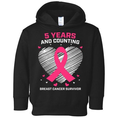 5 Year Breast Cancer Survivor Gifts Pink Cancer Free Toddler Hoodie