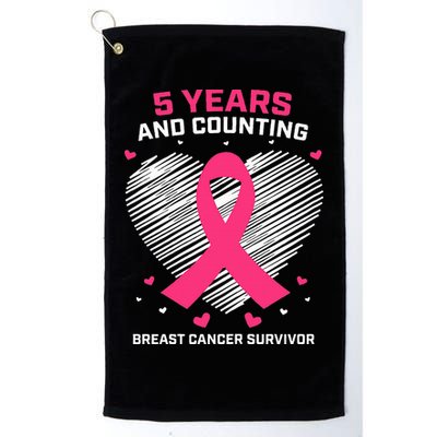 5 Year Breast Cancer Survivor Gifts Pink Cancer Free Golf Towel