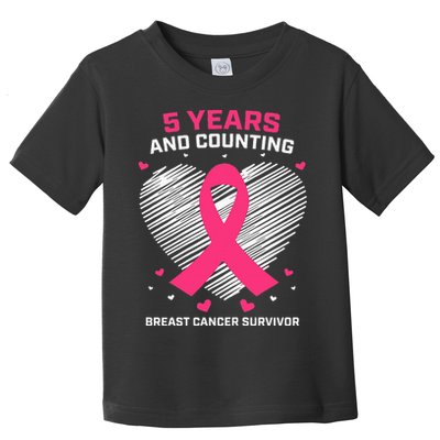 5 Year Breast Cancer Survivor Gifts Pink Cancer Free Toddler T-Shirt