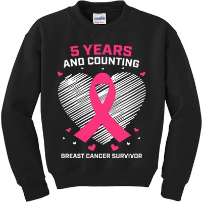 5 Year Breast Cancer Survivor Gifts Pink Cancer Free Kids Sweatshirt
