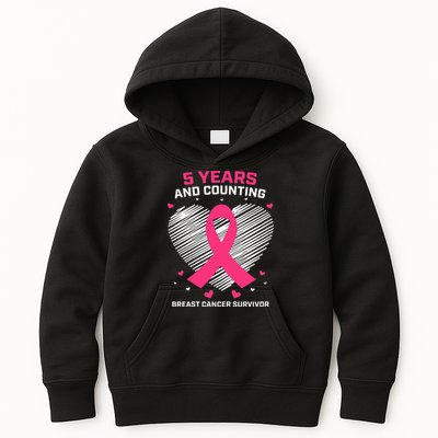 5 Year Breast Cancer Survivor Gifts Pink Cancer Free Kids Hoodie