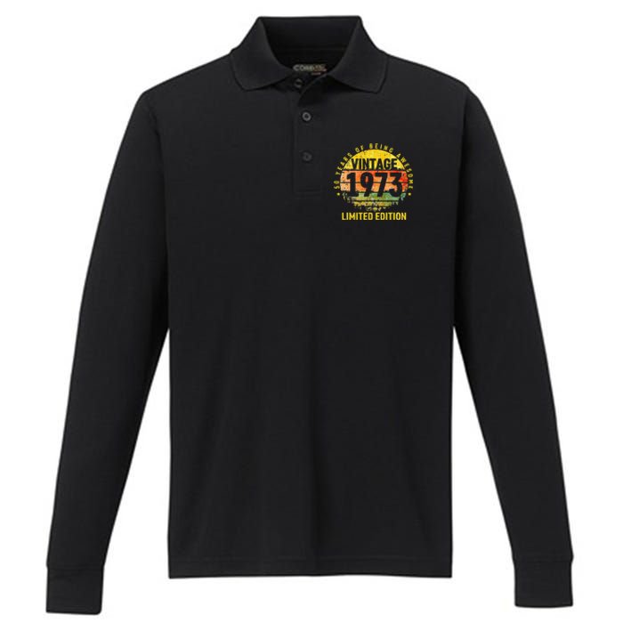 50 Years Being Awesome Vintage 1973 Limited Edition Birthday Cute Performance Long Sleeve Polo