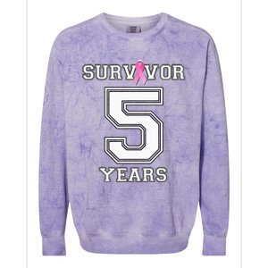 5 Years Breast Cancer Survivor Gifts For  Pink Ribbon Colorblast Crewneck Sweatshirt