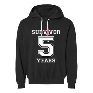 5 Years Breast Cancer Survivor Gifts For  Pink Ribbon Garment-Dyed Fleece Hoodie