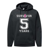 5 Years Breast Cancer Survivor Gifts For  Pink Ribbon Performance Fleece Hoodie