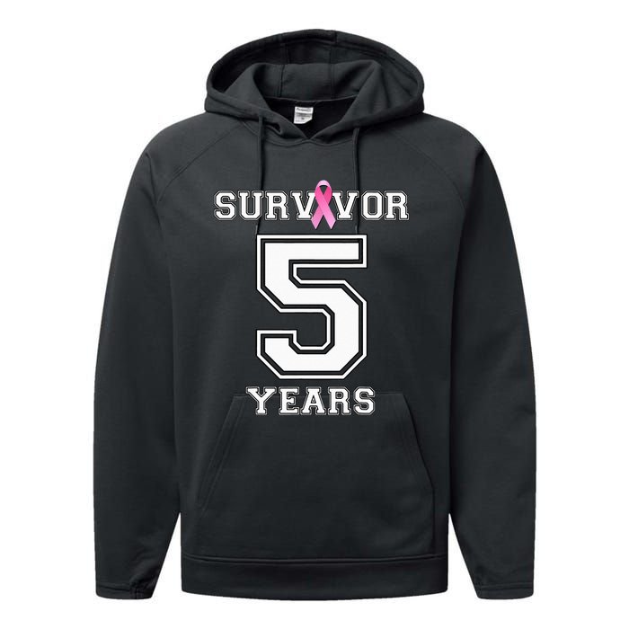 5 Years Breast Cancer Survivor Gifts For  Pink Ribbon Performance Fleece Hoodie