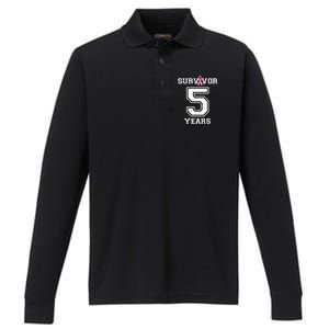 5 Years Breast Cancer Survivor Gifts For  Pink Ribbon Performance Long Sleeve Polo