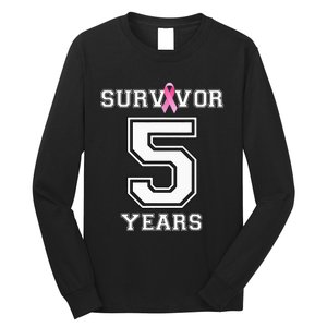 5 Years Breast Cancer Survivor Gifts For  Pink Ribbon Long Sleeve Shirt