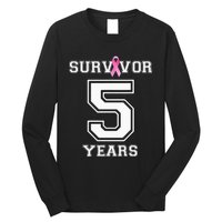 5 Years Breast Cancer Survivor Gifts For  Pink Ribbon Long Sleeve Shirt