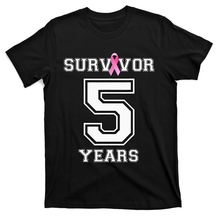 5 Years Breast Cancer Survivor Gifts For  Pink Ribbon T-Shirt