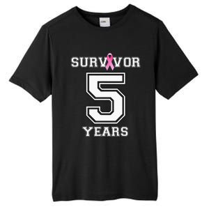 5 Years Breast Cancer Survivor Gifts For  Pink Ribbon Tall Fusion ChromaSoft Performance T-Shirt