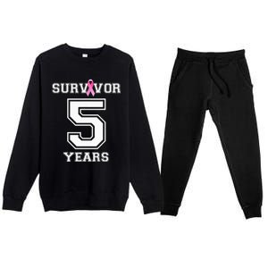 5 Years Breast Cancer Survivor Gifts For  Pink Ribbon Premium Crewneck Sweatsuit Set