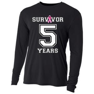 5 Years Breast Cancer Survivor Gifts For  Pink Ribbon Cooling Performance Long Sleeve Crew