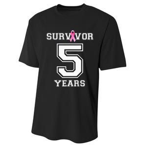 5 Years Breast Cancer Survivor Gifts For  Pink Ribbon Performance Sprint T-Shirt