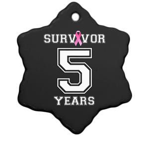 5 Years Breast Cancer Survivor Gifts For  Pink Ribbon Ceramic Star Ornament