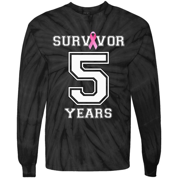 5 Years Breast Cancer Survivor Gifts For  Pink Ribbon Tie-Dye Long Sleeve Shirt