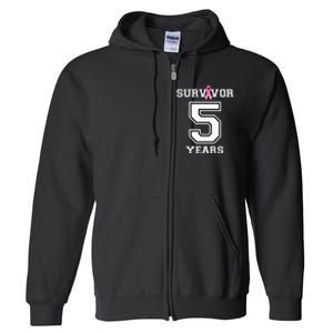 5 Years Breast Cancer Survivor Gifts For  Pink Ribbon Full Zip Hoodie