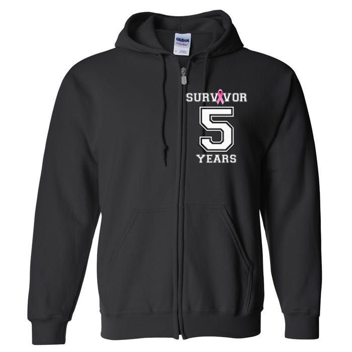 5 Years Breast Cancer Survivor Gifts For  Pink Ribbon Full Zip Hoodie