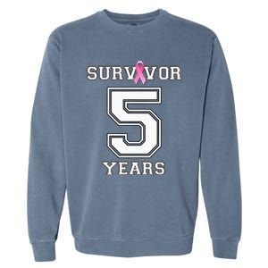 5 Years Breast Cancer Survivor Gifts For  Pink Ribbon Garment-Dyed Sweatshirt