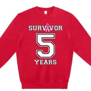 5 Years Breast Cancer Survivor Gifts For  Pink Ribbon Premium Crewneck Sweatshirt