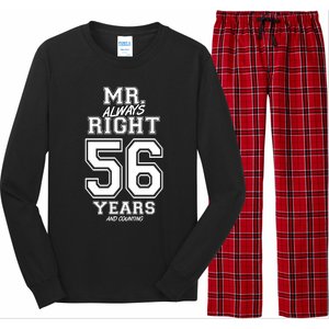 56 Years Being Mr Always Right Funny Couples Anniversary Gift Long Sleeve Pajama Set