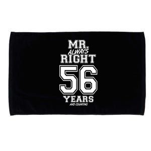 56 Years Being Mr Always Right Funny Couples Anniversary Gift Microfiber Hand Towel