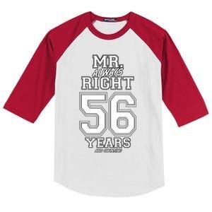 56 Years Being Mr Always Right Funny Couples Anniversary Gift Kids Colorblock Raglan Jersey