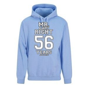 56 Years Being Mr Always Right Funny Couples Anniversary Gift Unisex Surf Hoodie