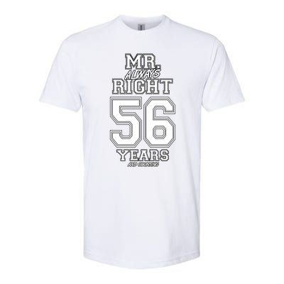 56 Years Being Mr Always Right Funny Couples Anniversary Gift Softstyle® CVC T-Shirt