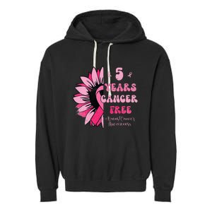 5 Year Cancer Free Breast Cancer Awareness Sunflower Women Garment-Dyed Fleece Hoodie