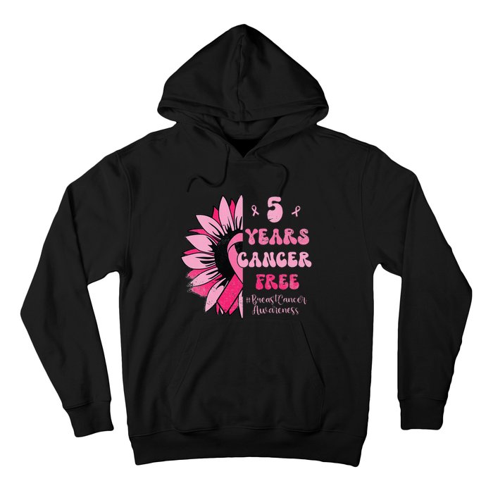 5 Year Cancer Free Breast Cancer Awareness Sunflower Women Hoodie