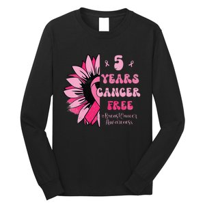 5 Year Cancer Free Breast Cancer Awareness Sunflower Women Long Sleeve Shirt