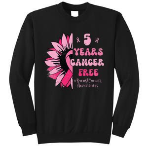 5 Year Cancer Free Breast Cancer Awareness Sunflower Women Sweatshirt