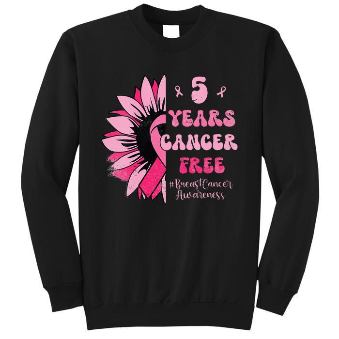 5 Year Cancer Free Breast Cancer Awareness Sunflower Women Sweatshirt