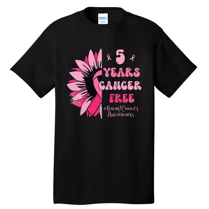 5 Year Cancer Free Breast Cancer Awareness Sunflower Women Tall T-Shirt