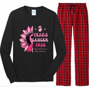 5 Year Cancer Free Breast Cancer Awareness Sunflower Women Long Sleeve Pajama Set